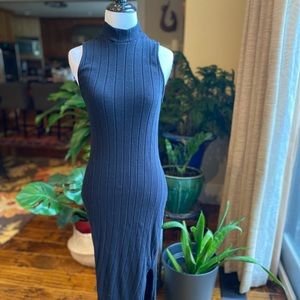 Black Mock-Neck Knit Tank Dress